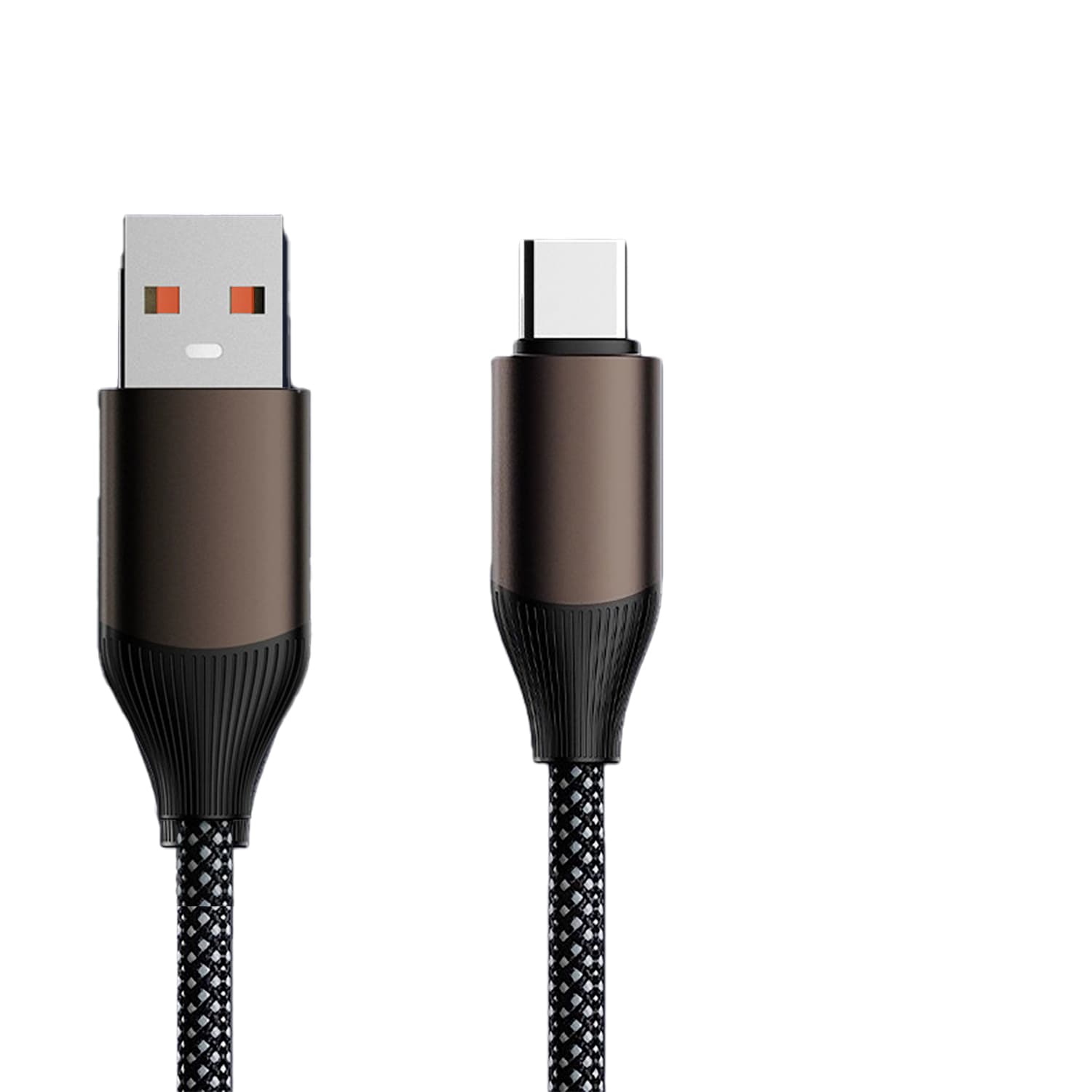 USB-A to USB-C charging cable with braided jacket on a white background