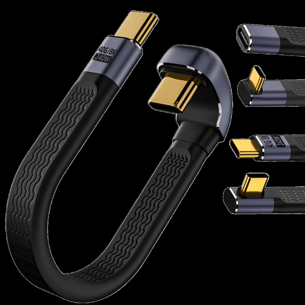 黑色编织 USB Type-C 数据线,铝合金外壳接头
