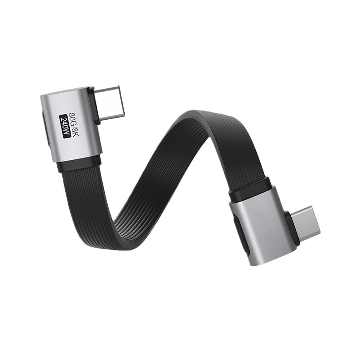 USB Type-C connector and cable on a white background showing the reversible plug profile